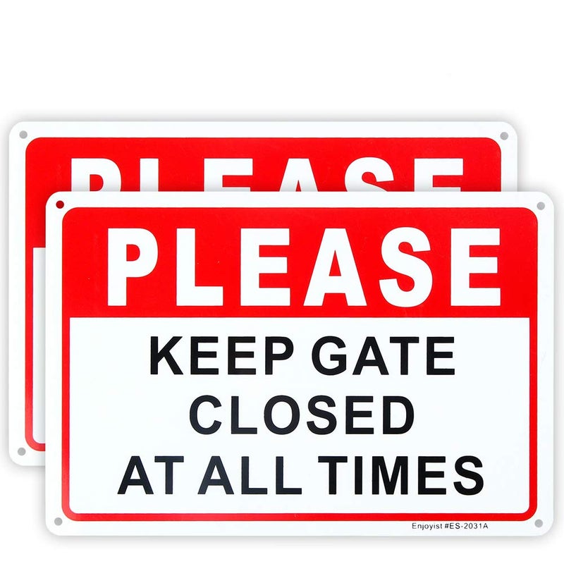 Enjoyist 2-Pack Please Keep Gate Closed At All Times Sign 10"x 7" .04" Aluminum Reflective Sign Rust Free Aluminum-UV Protected and Weatherproof - Image 1